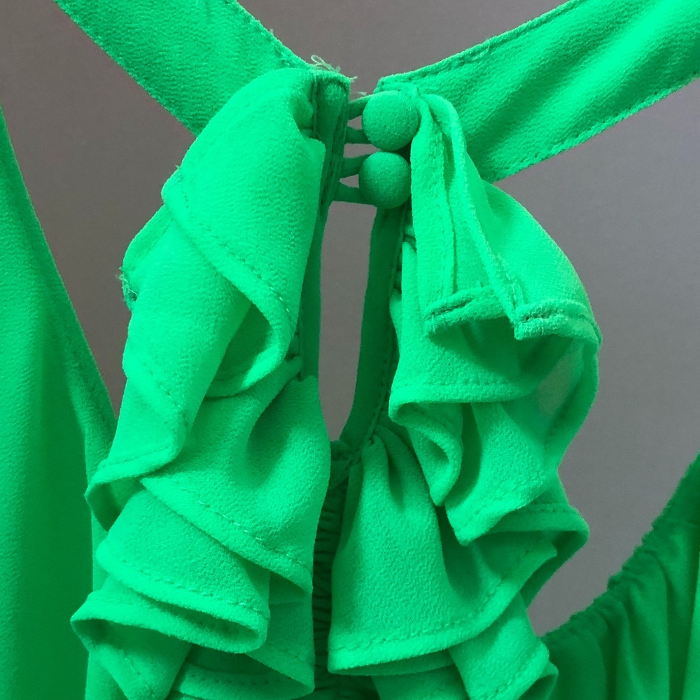 Green Blouse With Ruffled Back - image 3
